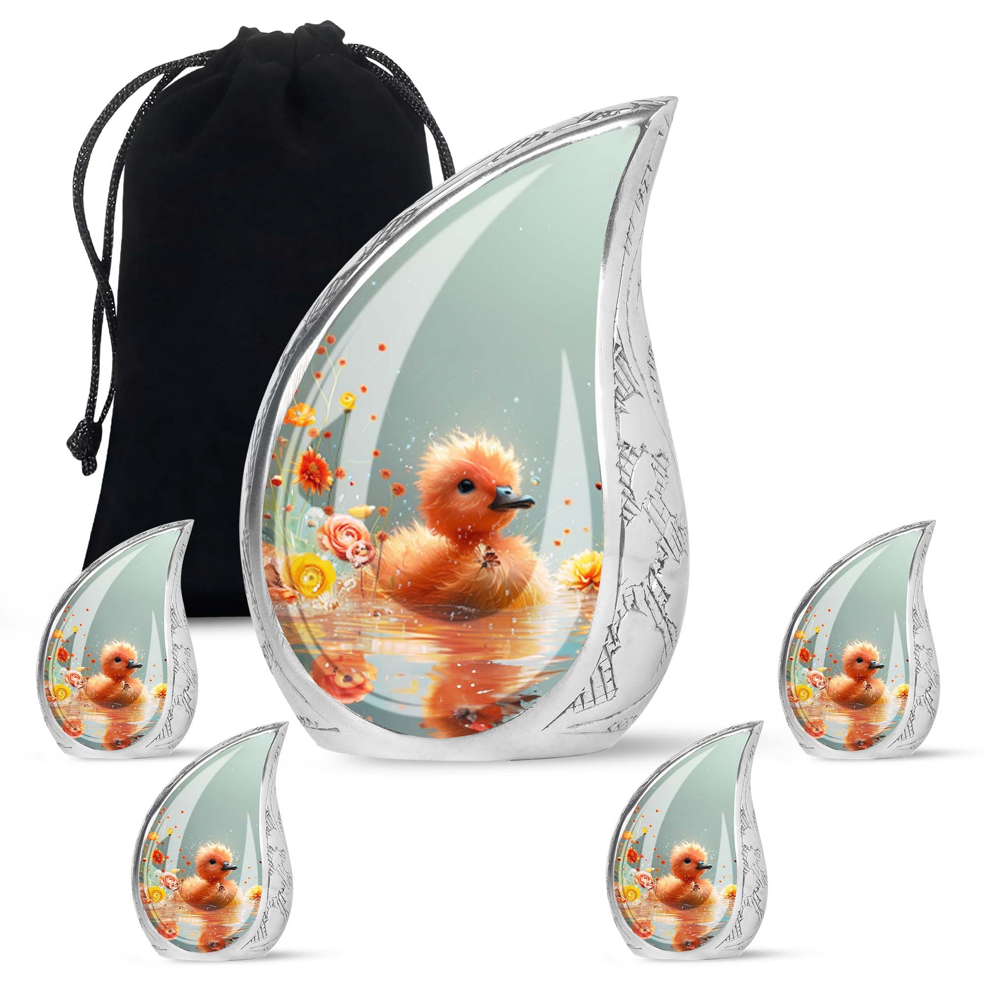 Baby Duck Memorial Urn Combo Set - Large And Keepsake Ashes Urn