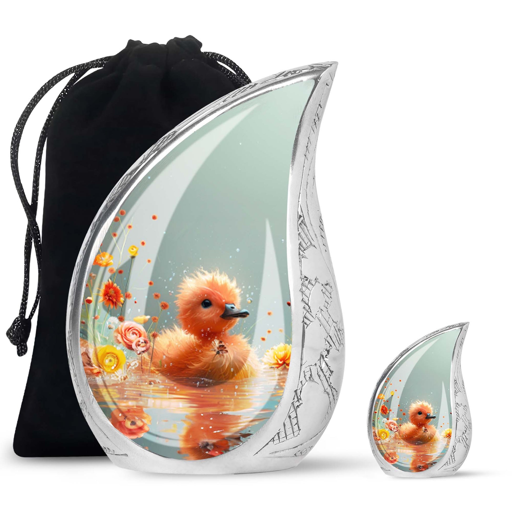 Baby Duck Memorial Urn Combo Set - Large And Keepsake Ashes Urn