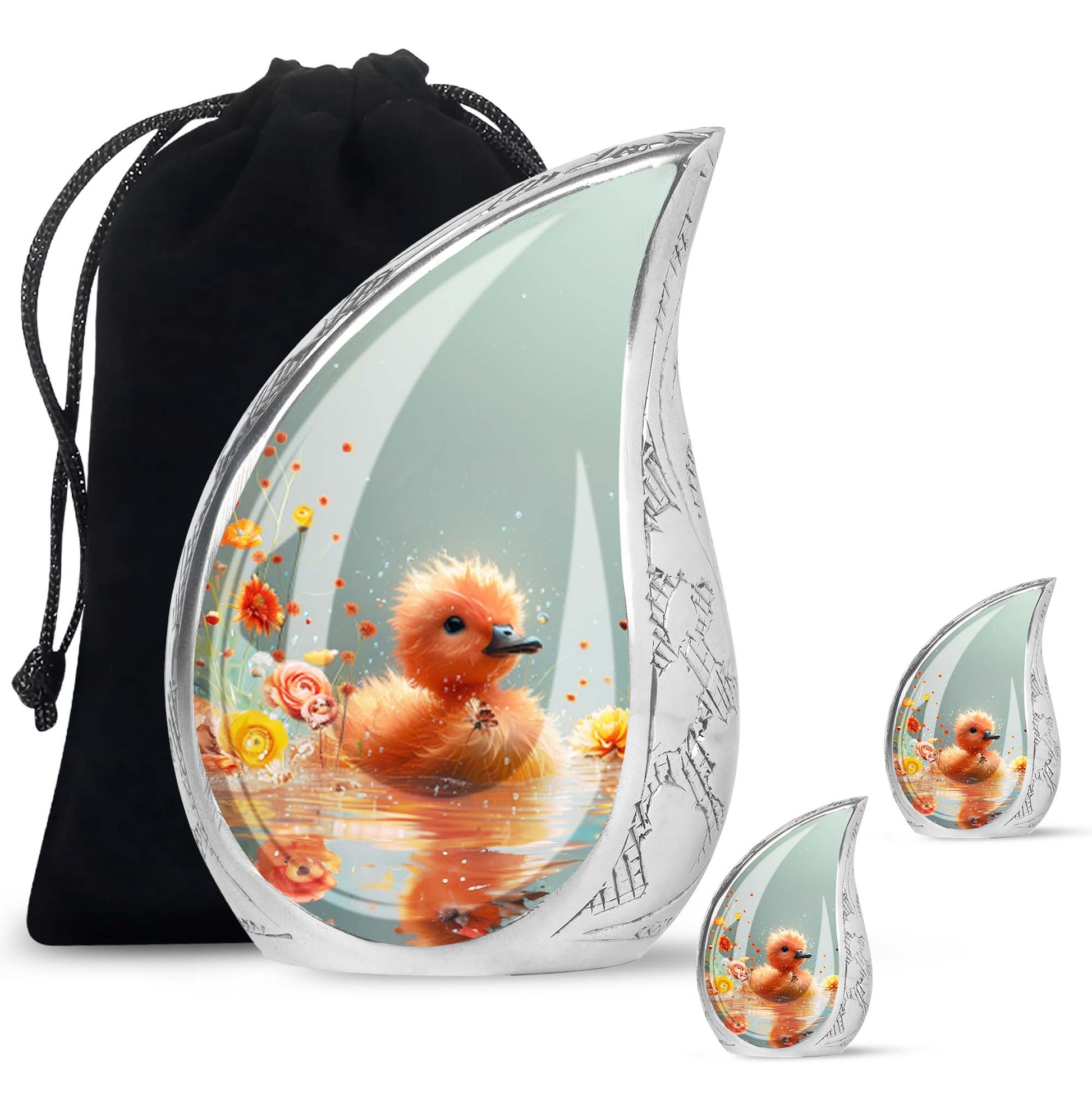 Baby Duck Memorial Urn Combo Set - Large And Keepsake Ashes Urn