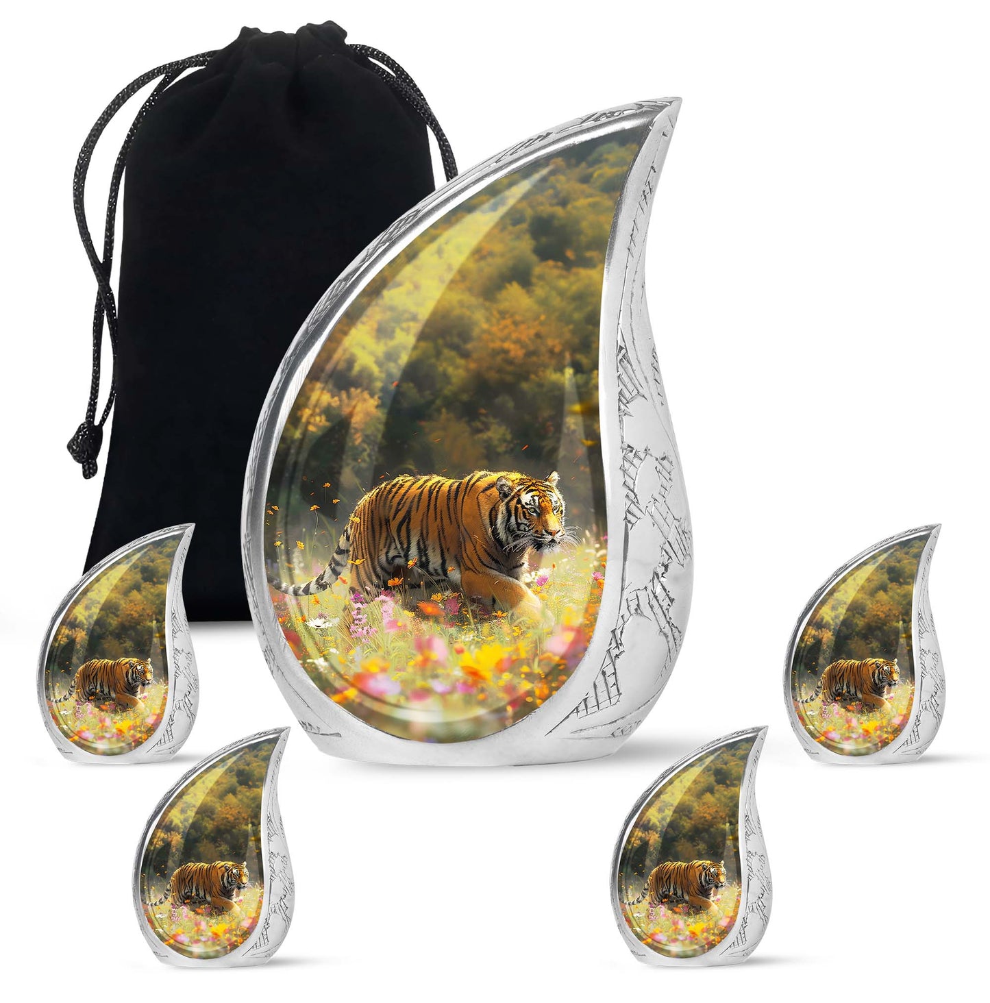 Personalized Tiger Keepsake Urn for Human Ashes - 10-inch, 200 cu in - Yatskia