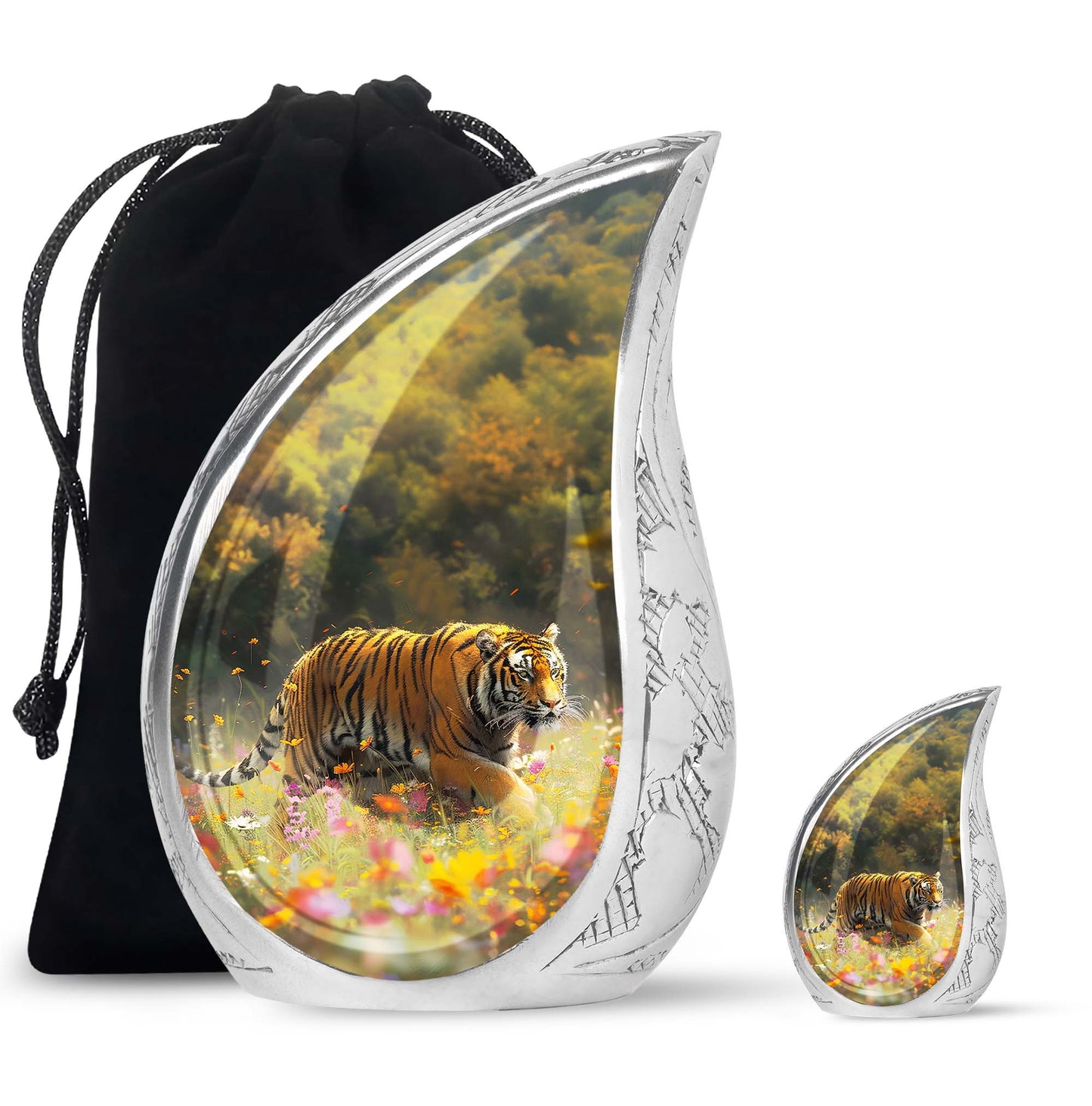 Personalized Tiger Keepsake Urn for Human Ashes - 10-inch, 200 cu in - Yatskia