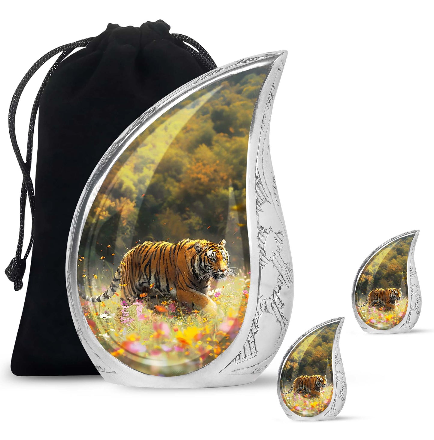 Personalized Tiger Keepsake Urn for Human Ashes - 10-inch, 200 cu in - Yatskia