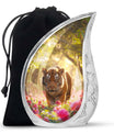 Tiger Memorial Urn For Ashes - Pink Flowers Garden Cremation Urn