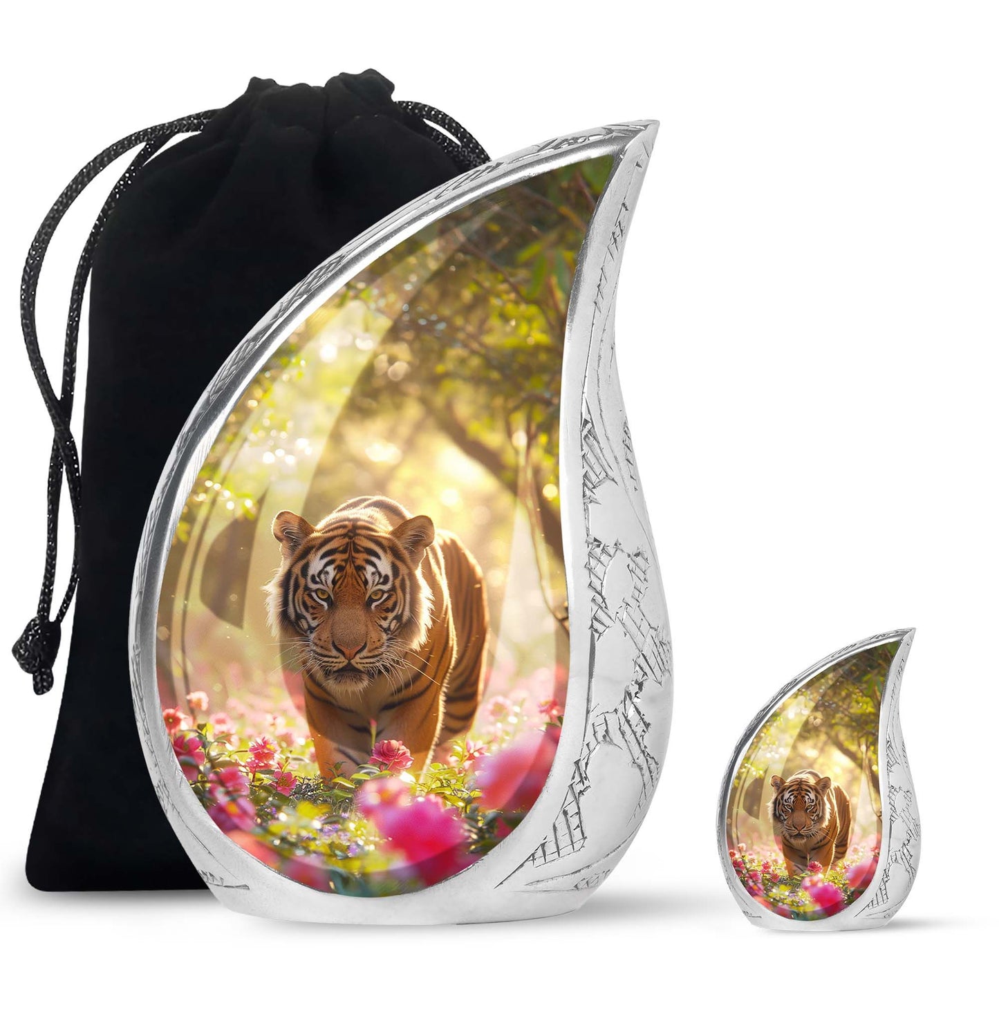 Personalized Tiger Cremation Urn for Human Ashes - 10-inch, 200 cu in - Yatskia