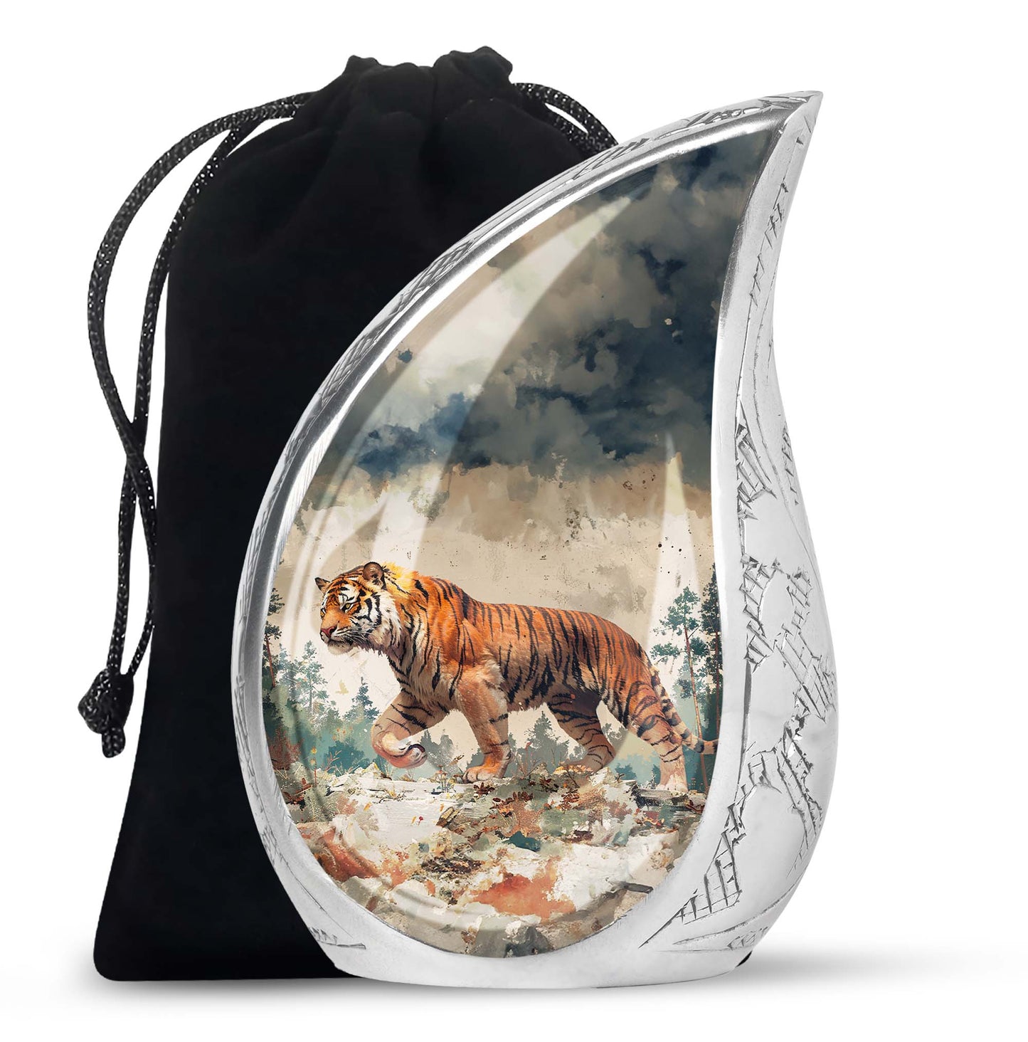 Personalized Tiger Cremation Urn for Adults - 10-inch, 200 cu in - Yatskia