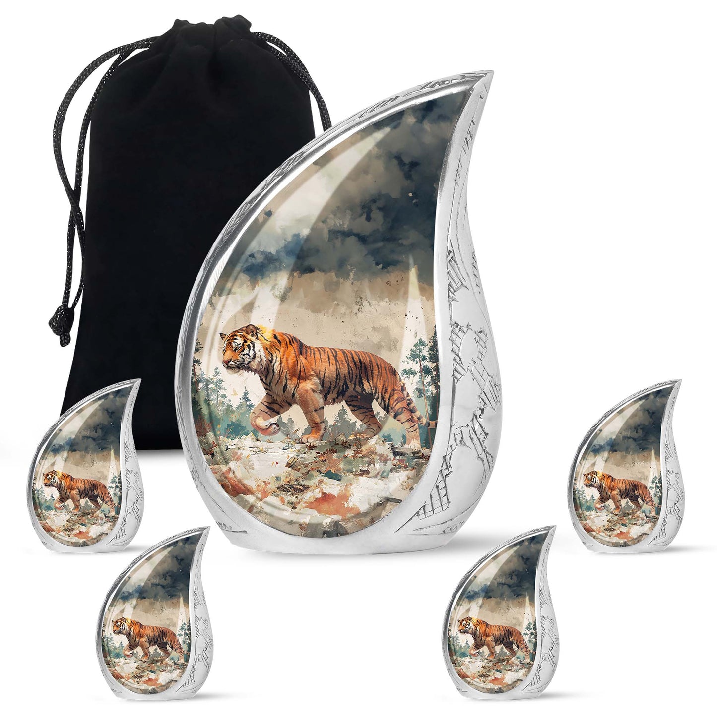 Personalized Tiger Cremation Urn for Adults - 10-inch, 200 cu in - Yatskia