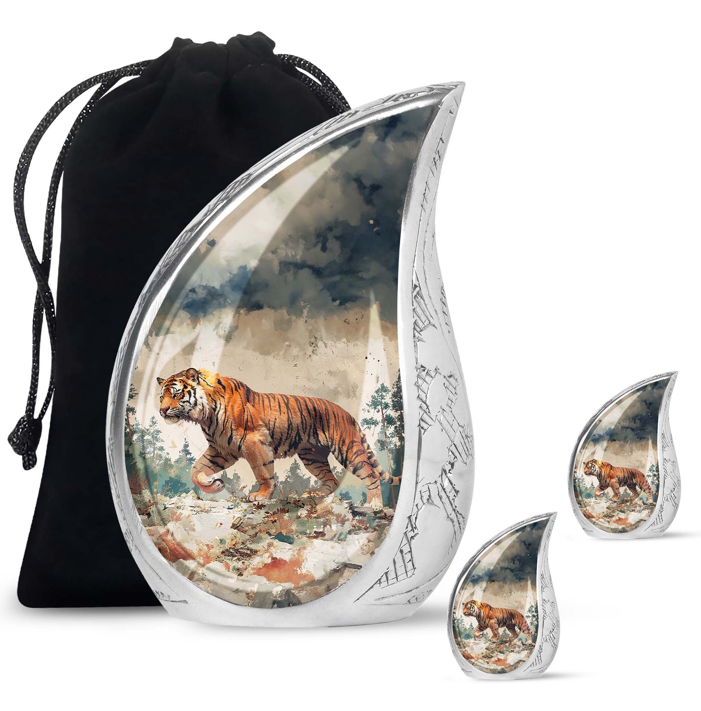 Personalized Tiger Cremation Urn for Adults - 10-inch, 200 cu in - Yatskia