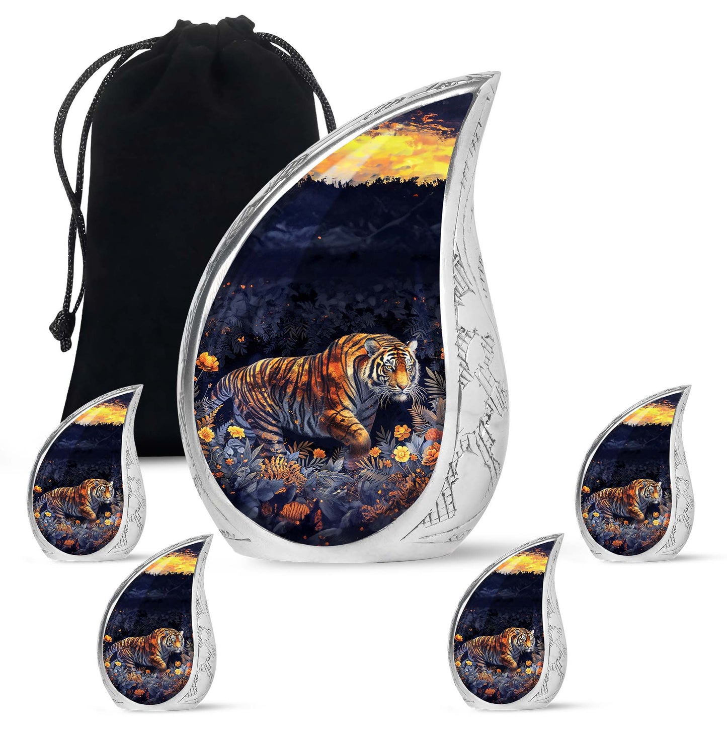 Personalized Tiger Cremation Urn for Human Ashes - 10-inch, 200 cu in - Yatskia
