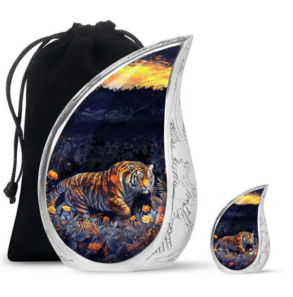Personalized Tiger Cremation Urn for Human Ashes - 10-inch, 200 cu in - Yatskia