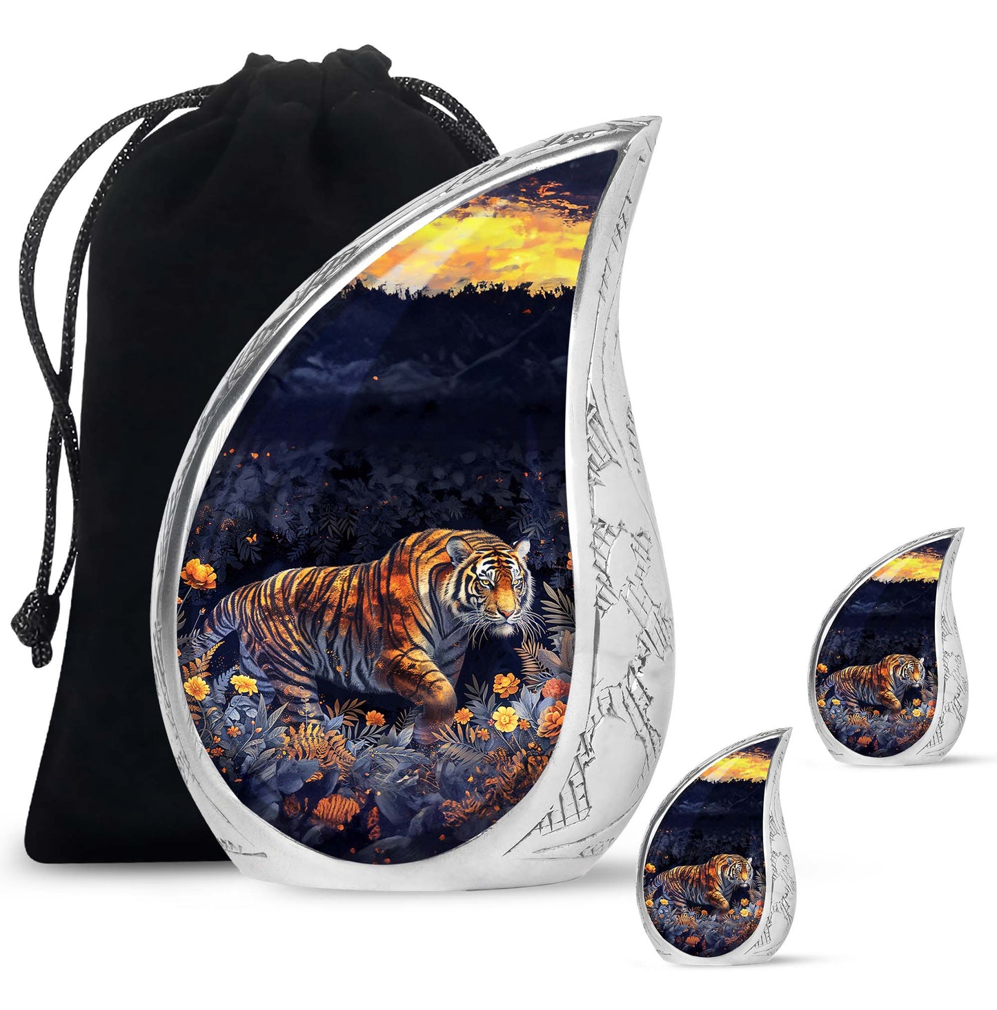 Personalized Tiger Cremation Urn for Human Ashes - 10-inch, 200 cu in - Yatskia
