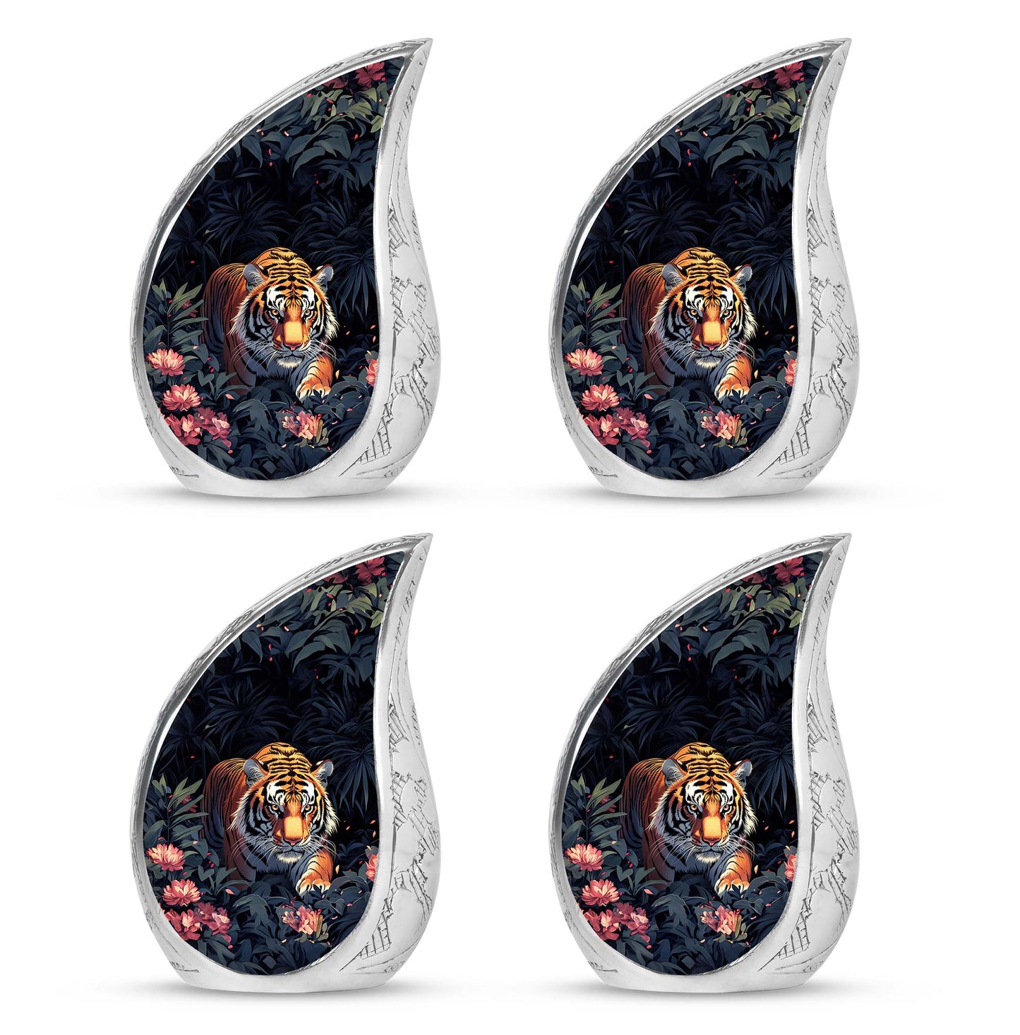 Black Personalized Tiger Cremation Urn for Human Ashes - 10-inch, 200 cu in - Yatskia