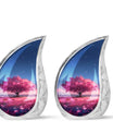 Tree of Life Urn for Human Ashes - Pink Cherry Blossom Design