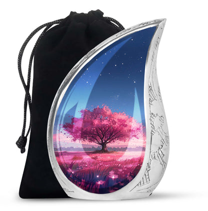 Pink Personalized Tree of Life Cremation Urn for Human Ashes - 10-inch, 200 cu in - Yatskia
