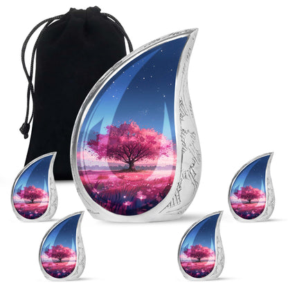 Pink Personalized Tree of Life Cremation Urn for Human Ashes - 10-inch, 200 cu in - Yatskia