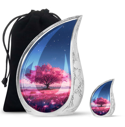 Pink Personalized Tree of Life Cremation Urn for Human Ashes - 10-inch, 200 cu in - Yatskia