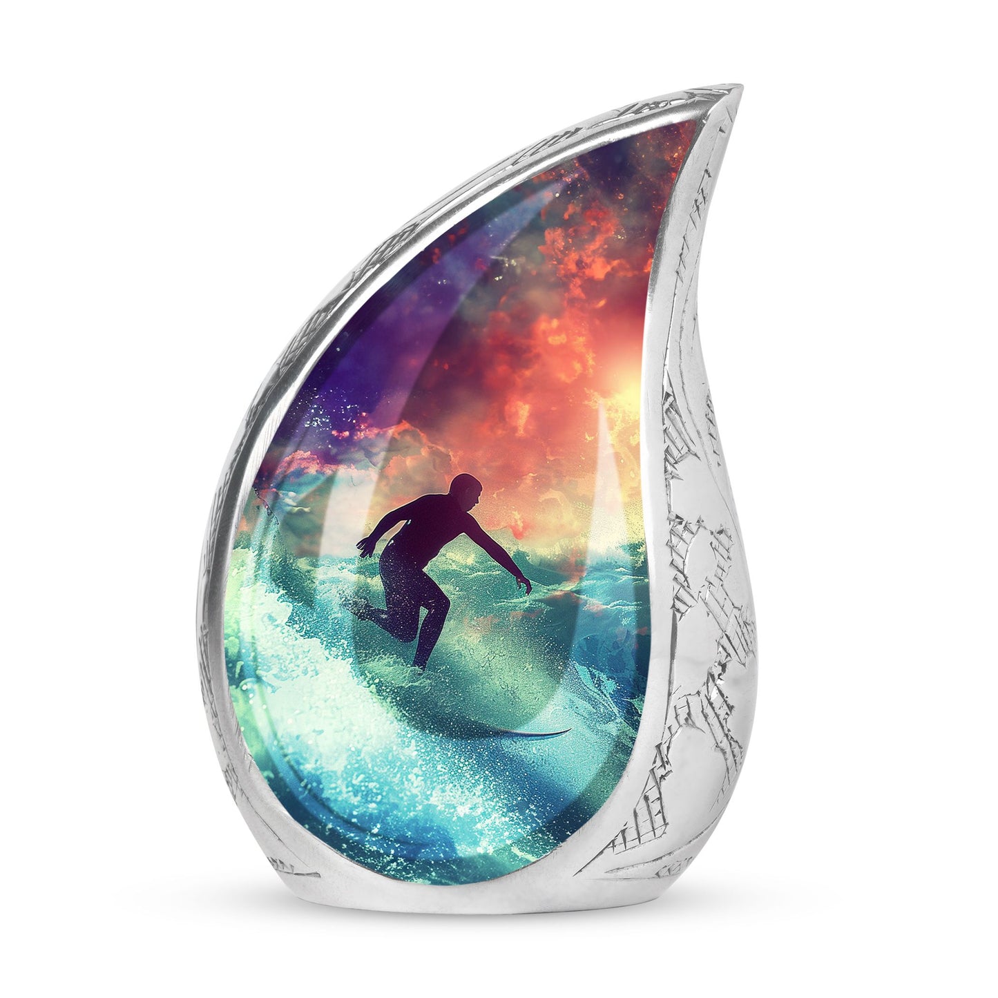 Surfing Man In Ocean - Decorative Unique Urn For Ashes Adult Male