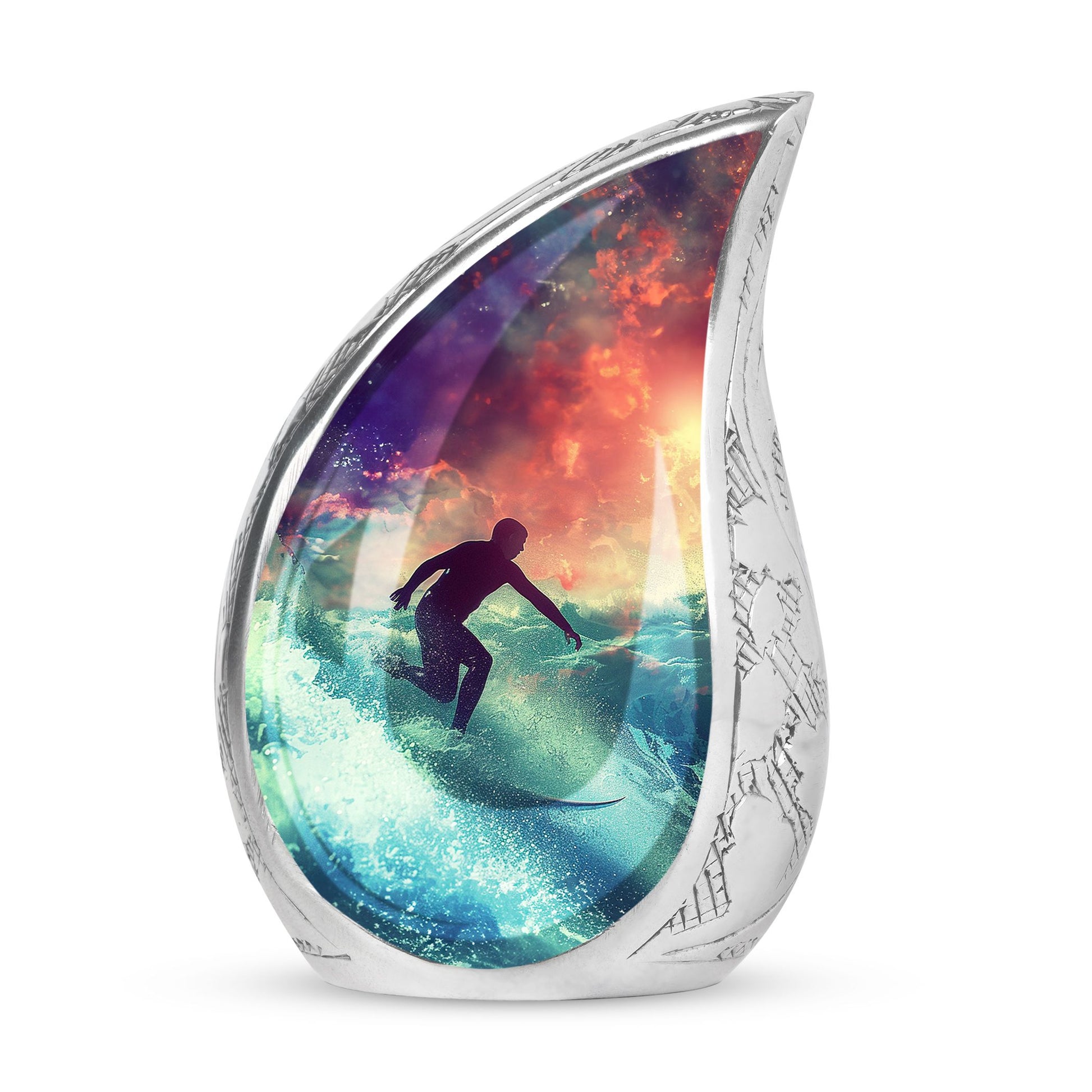 Surfing Man In Ocean - Decorative Unique Urn For Ashes Adult Male