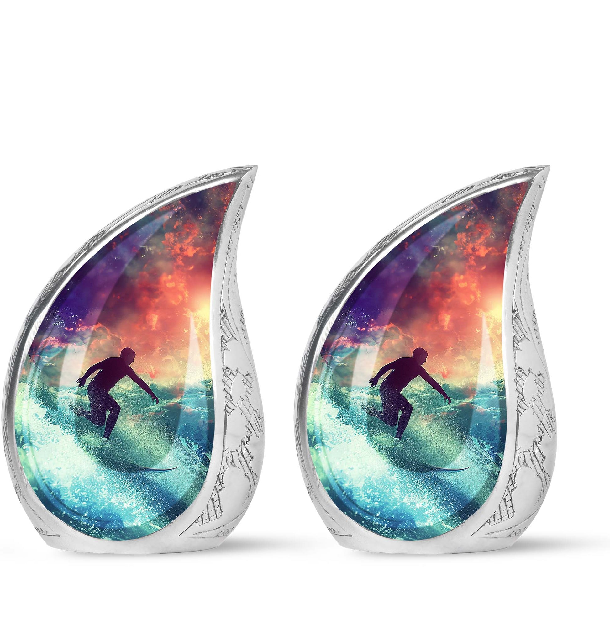 Surfing Man In Ocean - Decorative Unique Urn For Ashes Adult Male