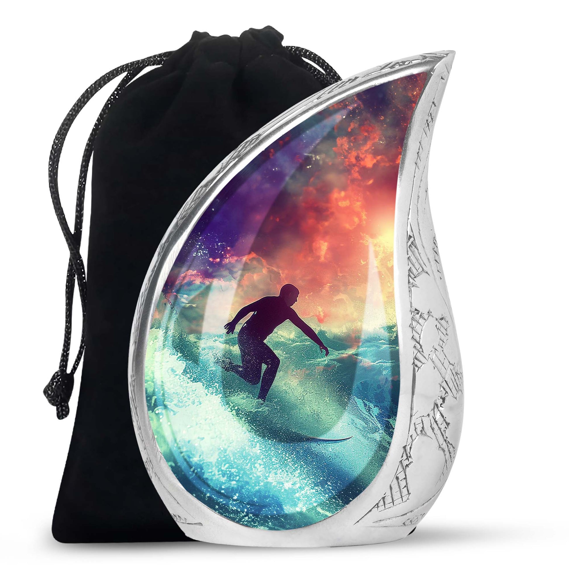 Surfing Man In Ocean - Decorative Unique Urn For Ashes Adult Male