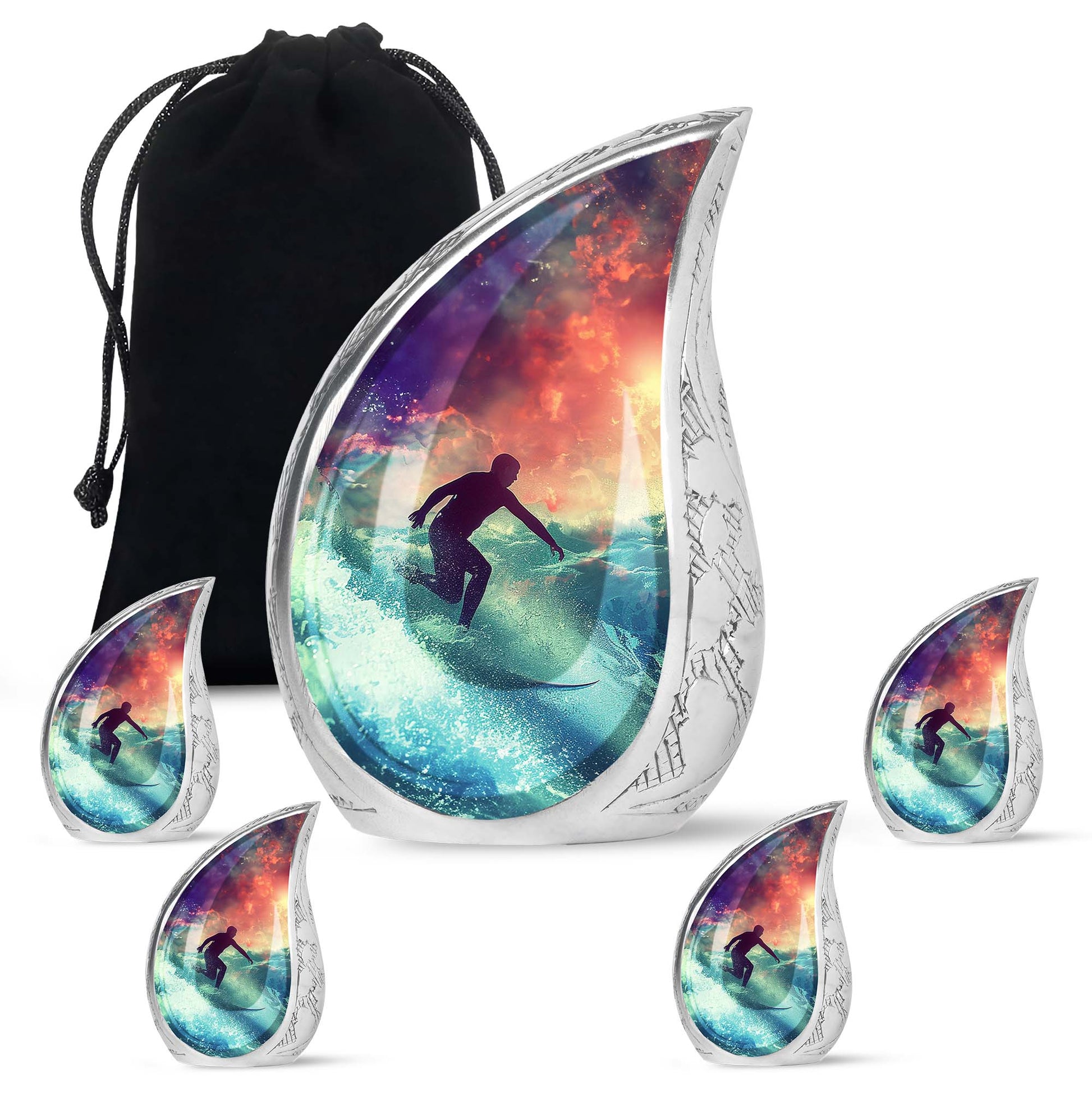 Surfing Man In Ocean - Decorative Unique Urn For Ashes Adult Male