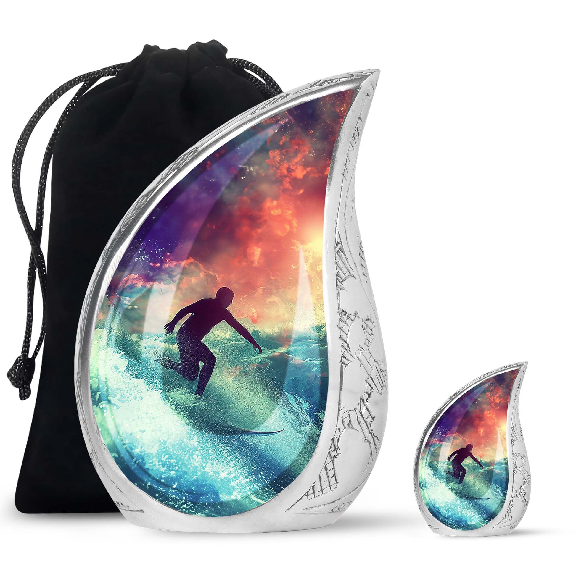 Surfing Man In Ocean - Decorative Unique Urn For Ashes Adult Male