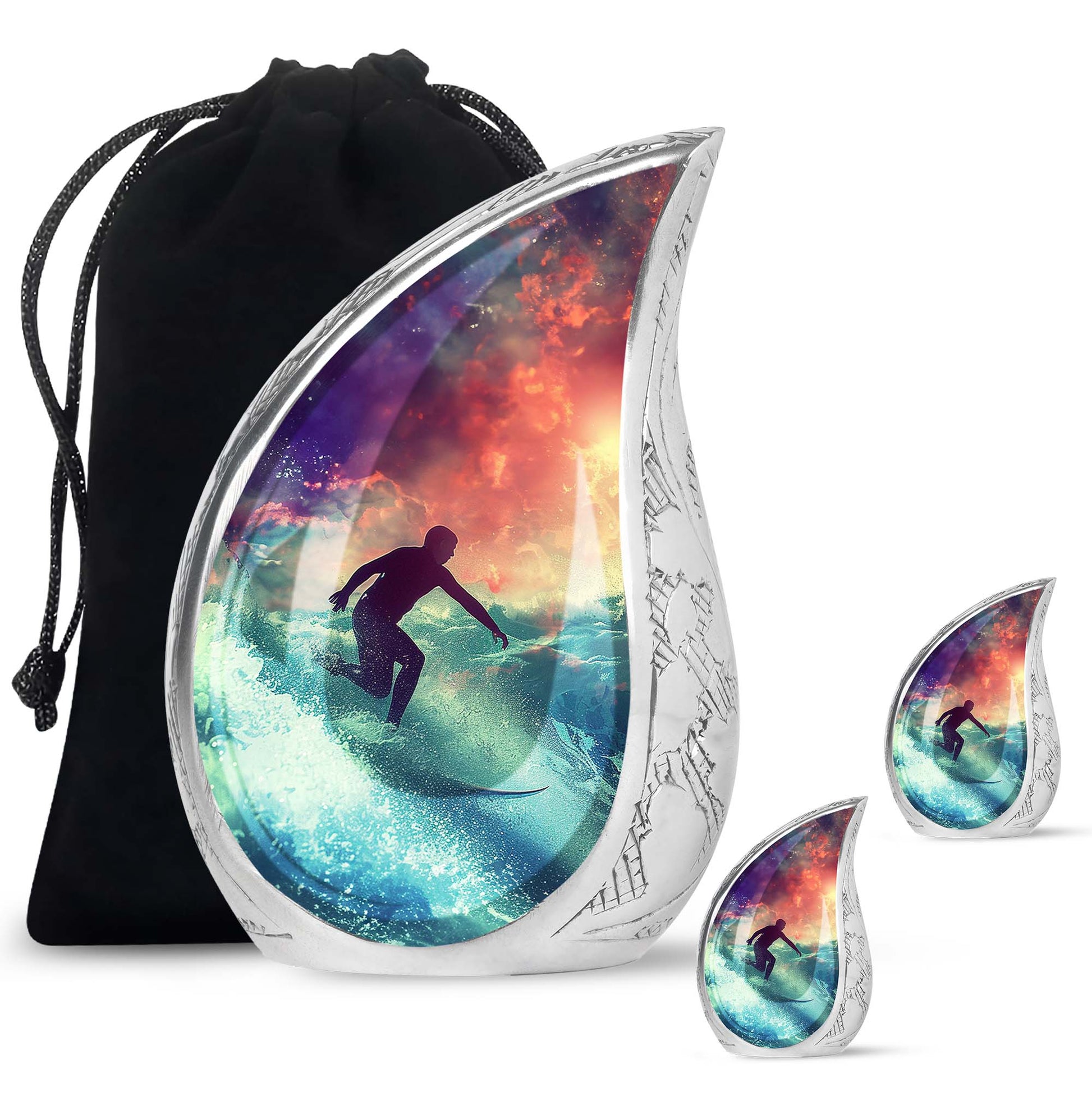 Surfing Man In Ocean - Decorative Unique Urn For Ashes Adult Male