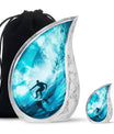 Midnight Surf Odyssey - Large Urn Memorial, Funeral Cremation Urn