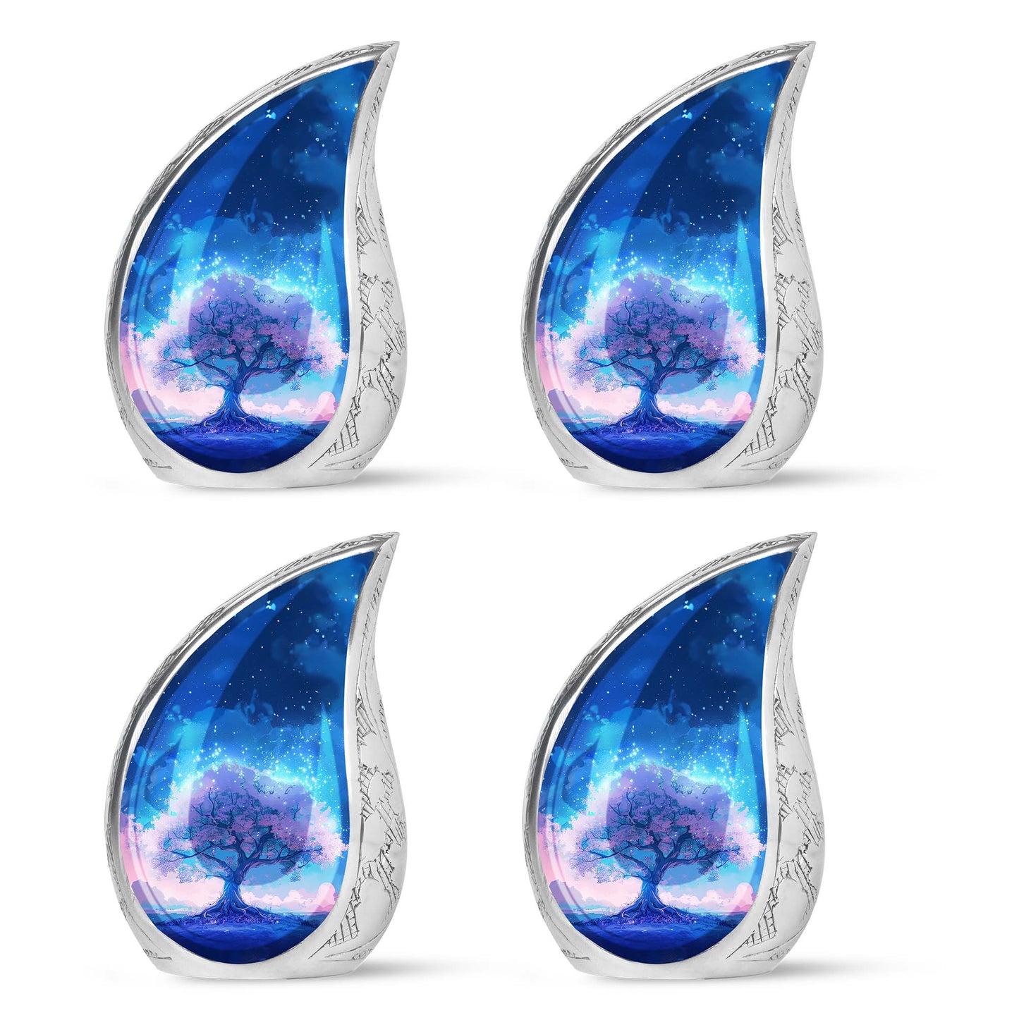 Blue Personalized Tree of Life Cremation Urn for Human Ashes - 10-inch, 200 cu in - Yatskia