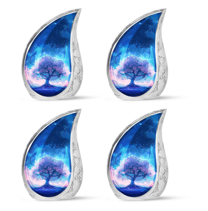 Blue Personalized Tree of Life Cremation Urn for Human Ashes - 10-inch, 200 cu in - Yatskia