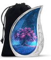 Night Pink Tree Cremation Urn - Beautiful Night Sky Burial Urn For Women