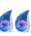 Blue Floral Tree Cremation Urn - Large Urns For Human Ashes