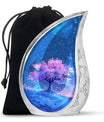 Blue Floral Tree Cremation Urn - Large Urns For Human Ashes