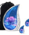 Blue Floral Tree Cremation Urn - Large Urns For Human Ashes