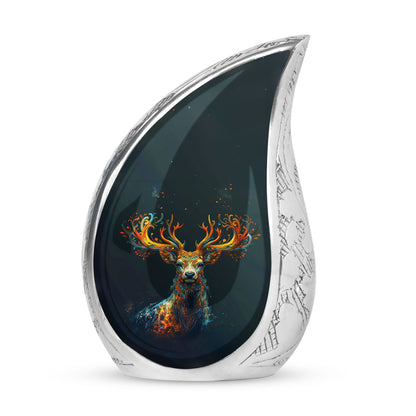 Black Personalized Deer Keepsake Urn for Human Ashes - 10-inch, 200 cu in - Yatskia