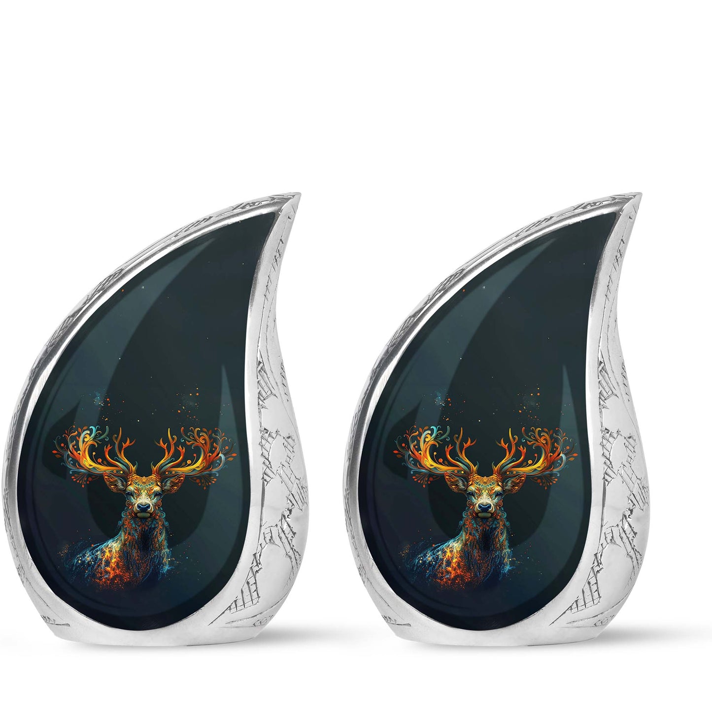 Black Personalized Deer Keepsake Urn for Human Ashes - 10-inch, 200 cu in - Yatskia