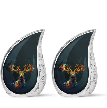 Black Personalized Deer Keepsake Urn for Human Ashes - 10-inch, 200 cu in - Yatskia