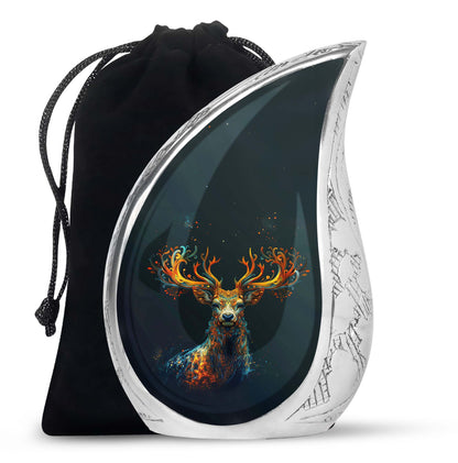 Black Personalized Deer Keepsake Urn for Human Ashes - 10-inch, 200 cu in - Yatskia
