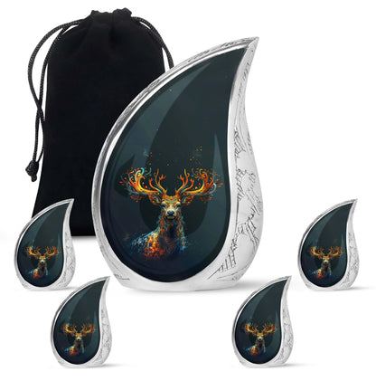 Black Personalized Deer Keepsake Urn for Human Ashes - 10-inch, 200 cu in - Yatskia