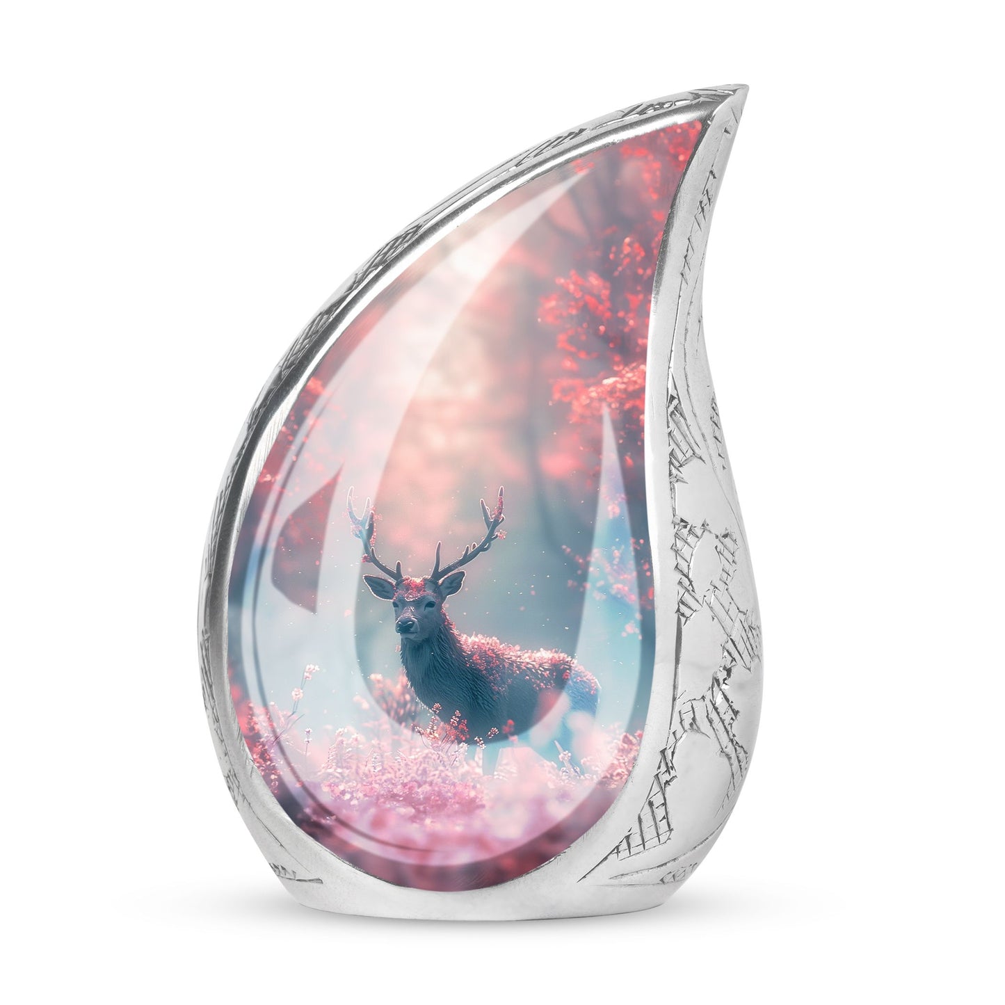 Pink Personalized Deer Cremation Urn for Human Ashes - 10-inch, 200 cu in - Yatskia