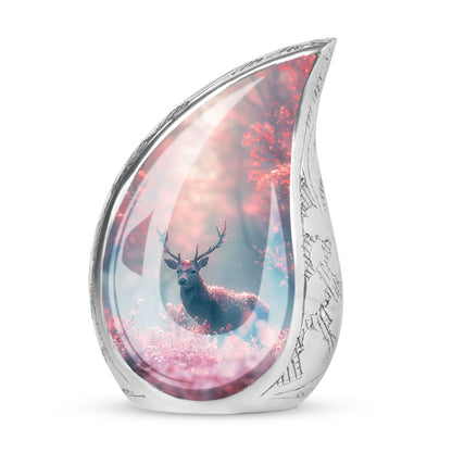 Pink Personalized Deer Cremation Urn for Human Ashes - 10-inch, 200 cu in - Yatskia