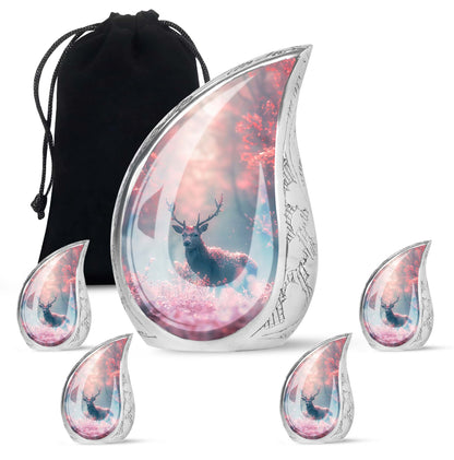 Pink Personalized Deer Cremation Urn for Human Ashes - 10-inch, 200 cu in - Yatskia