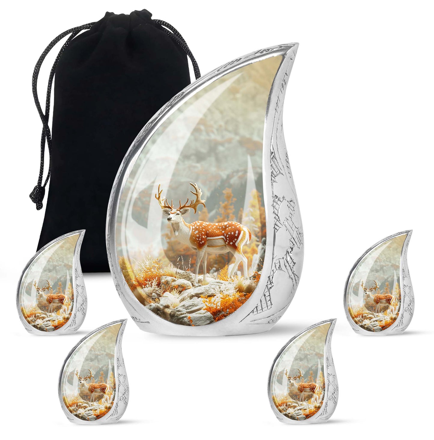Personalized Deer Cremation Urn for Human Ashes - 10-inch, 200 cu in - Yatskia