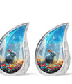 Colorful Flower Urn with White Bunny - Beautiful Pet Memorial Urn for Ashes