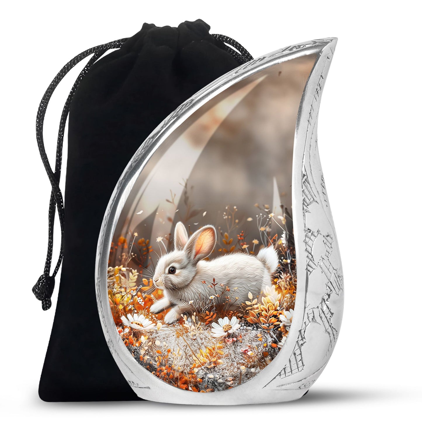 Personalized Rabbit Memorial Urn for Pet Ashes - 10-inch, 200 cu in - Yatskia