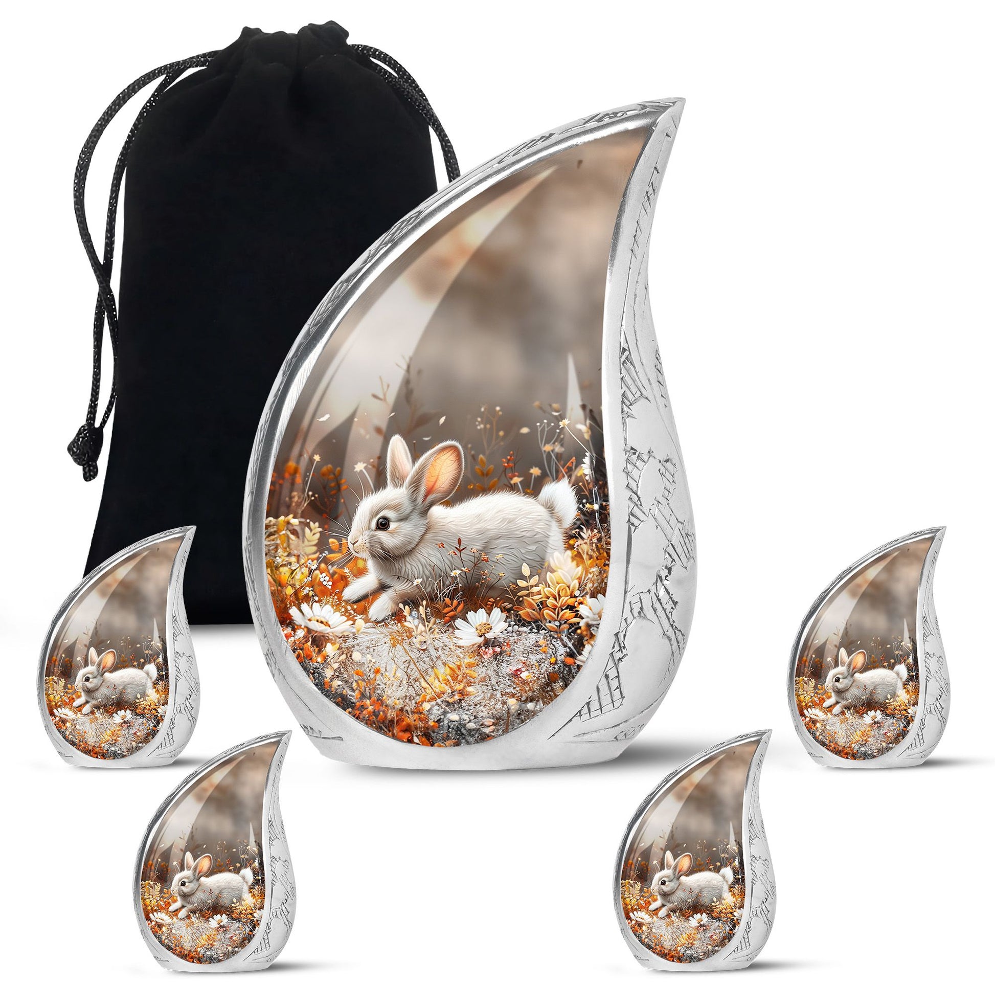 Forest Rabbit Meadow - Rabbit Urn Memorial, Funeral Shape Urn