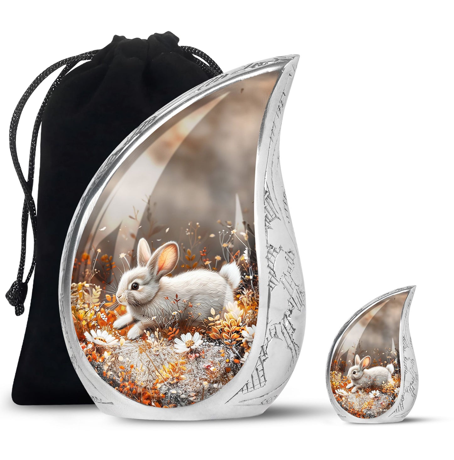 Personalized Rabbit Memorial Urn for Pet Ashes - 10-inch, 200 cu in - Yatskia