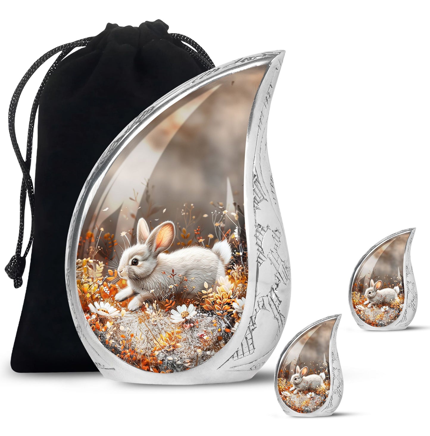 Personalized Rabbit Memorial Urn for Pet Ashes - 10-inch, 200 cu in - Yatskia