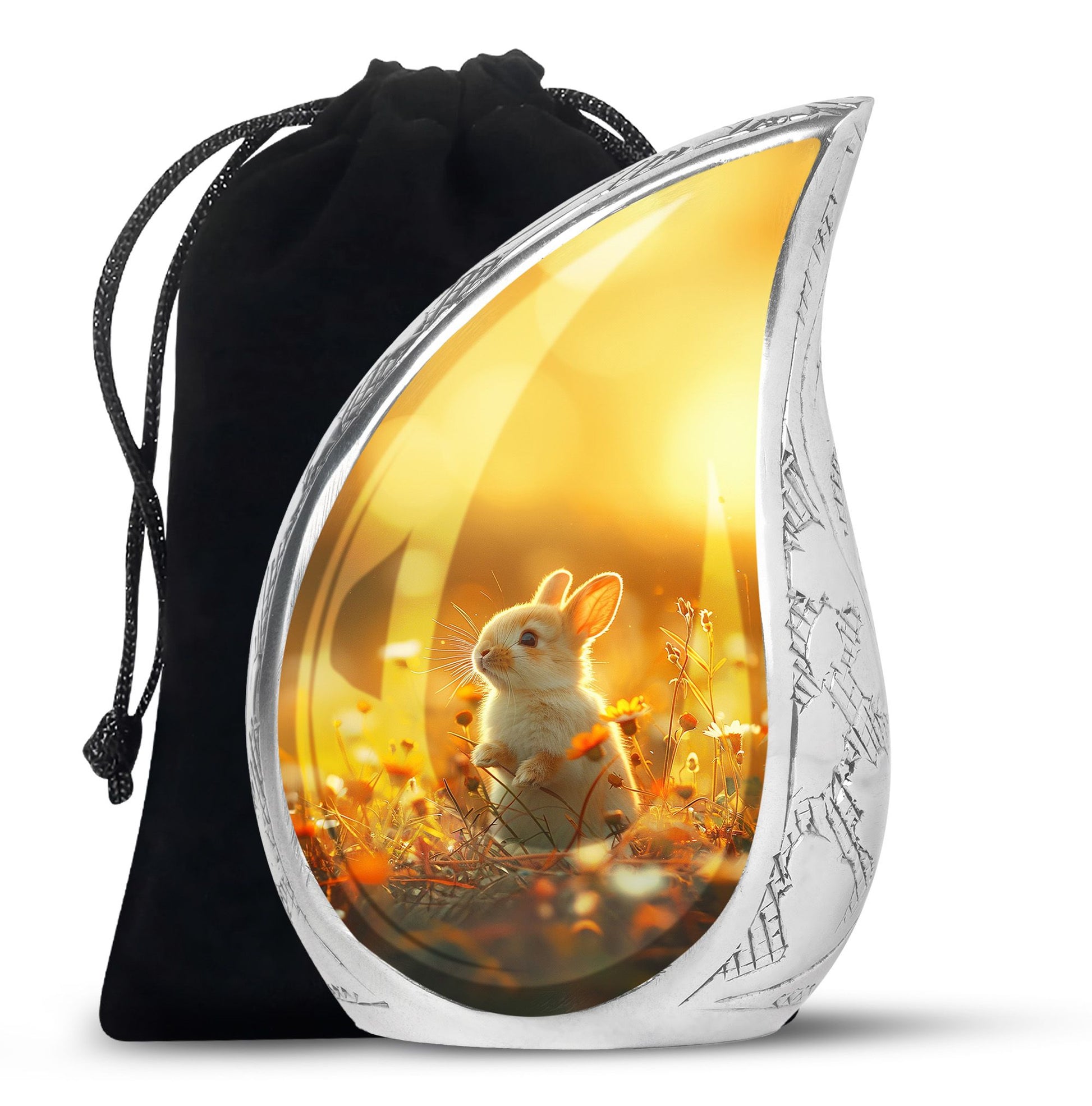 Sunset Baby Bunny Rabbit Urn - Beautiful Memorial For Pets Ashes