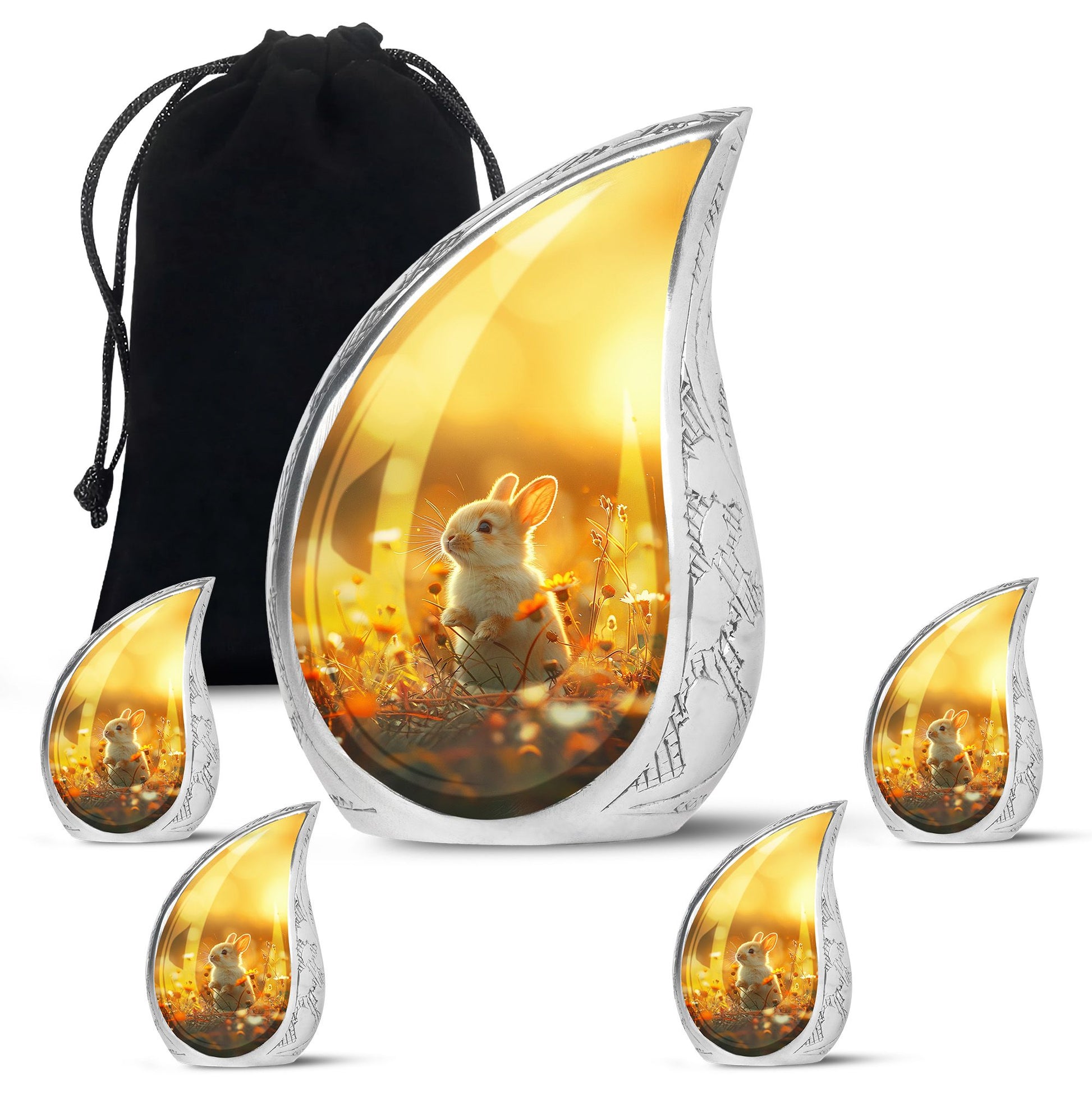 Sunset Baby Bunny Rabbit Urn - Beautiful Memorial For Pets Ashes