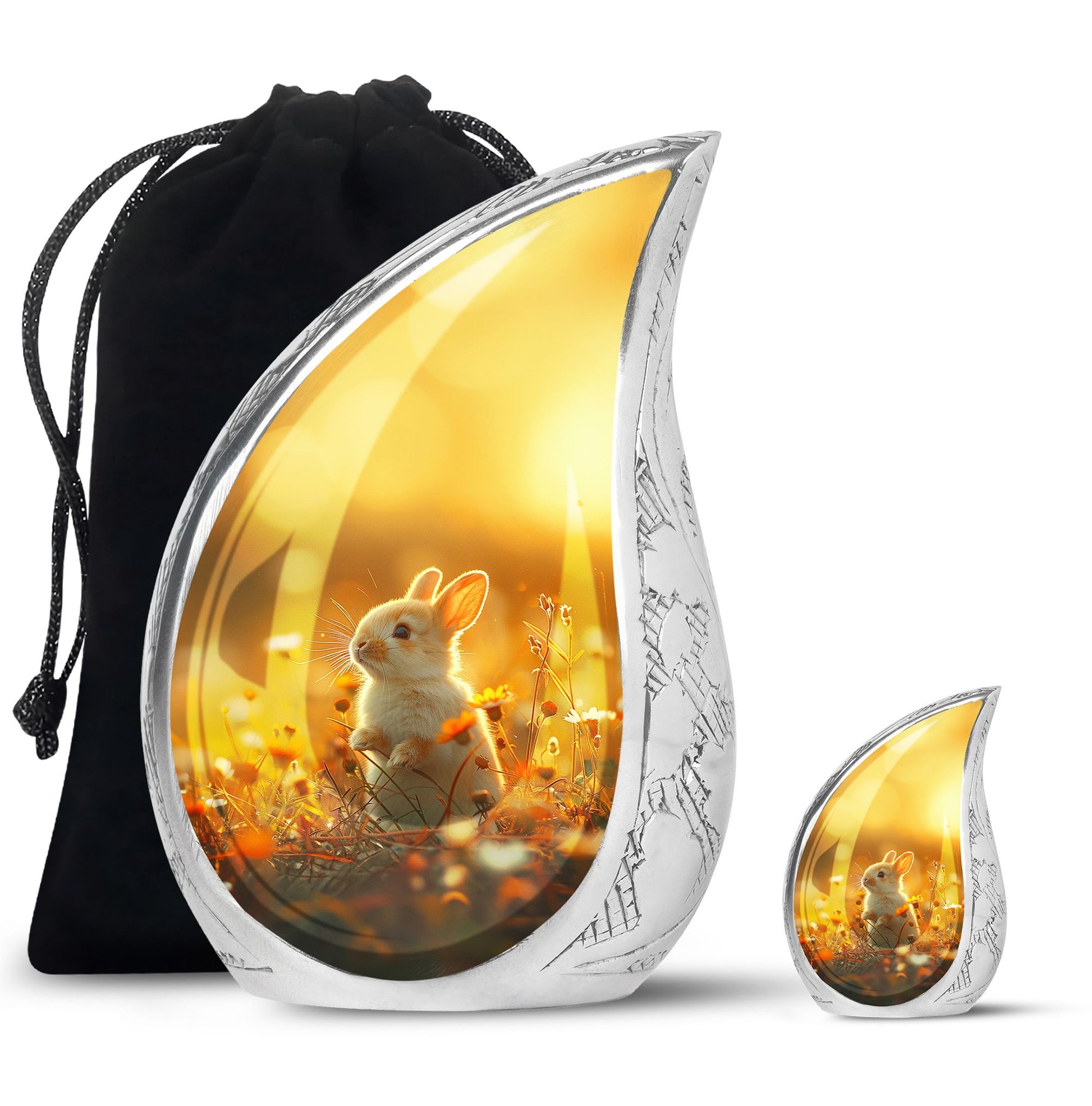 Sunset Baby Bunny Rabbit Urn - Beautiful Memorial For Pets Ashes